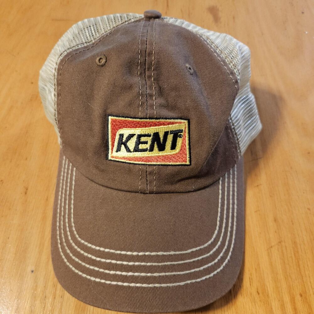 Kent Hat Cap Strap Back Brown Tan Trucker‎ Mesh Patch Logo Western Mens One Size